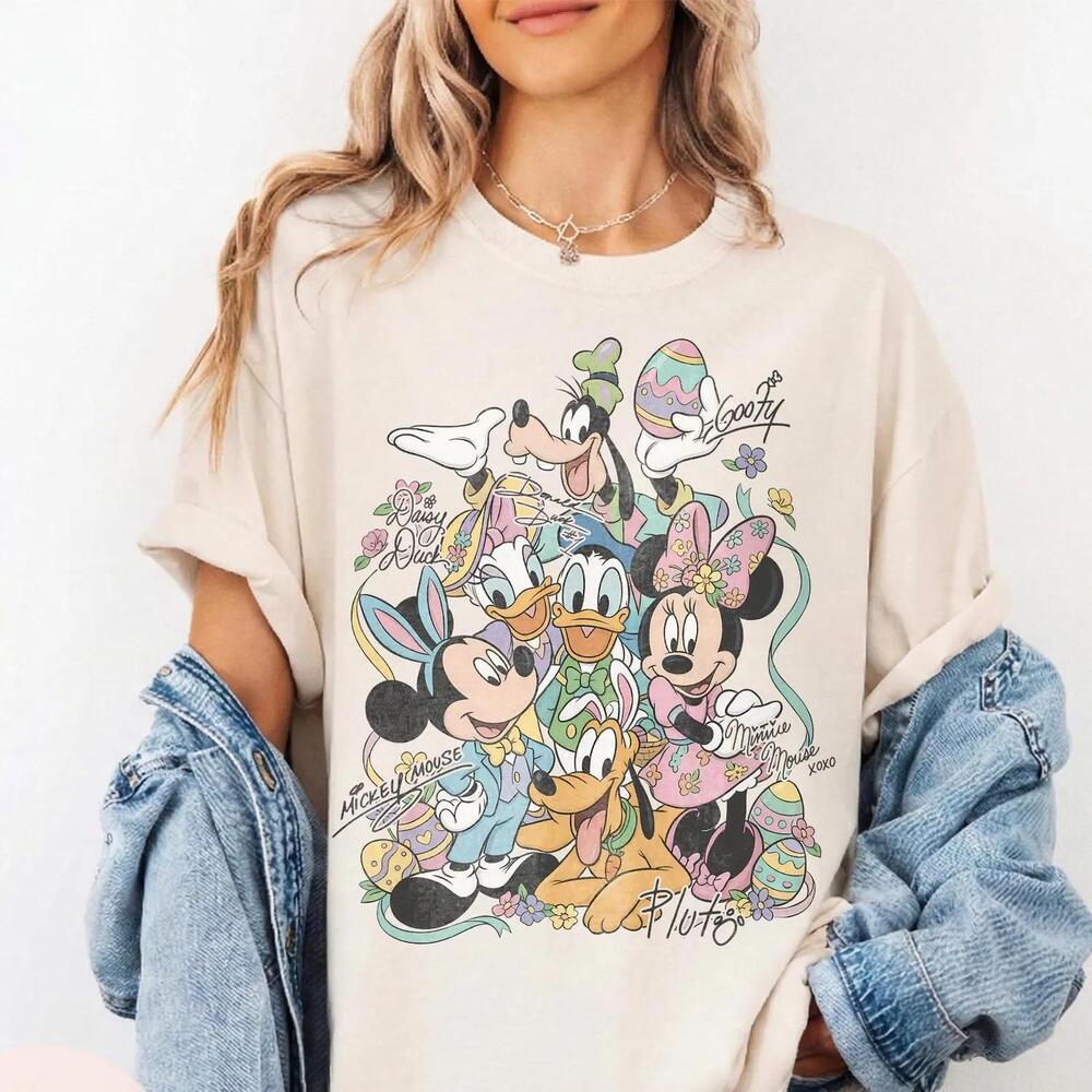 Retro Mickey And Friends Happy Easter Shirt, Disney Spring Floral Tee